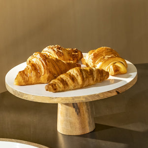 Mango Wood & White Enamel Cake Stand