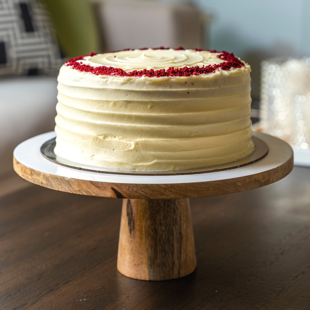 Mango Wood & White Enamel Cake Stand