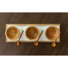 Mango Wood & White Enamel Dipping Bowl Set - ironyhome