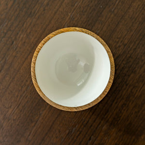 Mango Wood & White Enamel Nut Bowl - Small