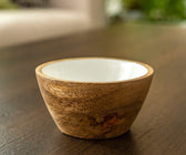 Mango Wood & White Enamel Nut Bowl - Small - ironyhome