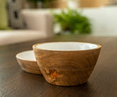 Mango Wood & White Enamel Nut Bowl - Small - ironyhome
