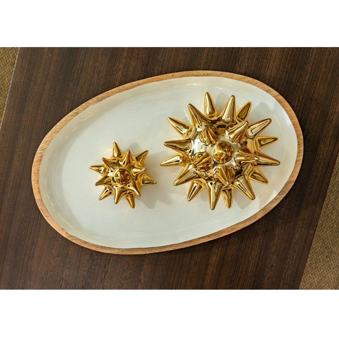 Mango Wood & White Enamel Oval Platter