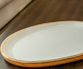 Mango Wood & White Enamel Oval Platter - ironyhome