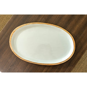 Mango Wood & White Enamel Oval Platter