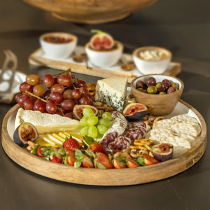 Mango Wood & White Enamel Round Platter