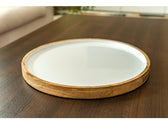 Mango Wood & White Enamel Round Platter - ironyhome