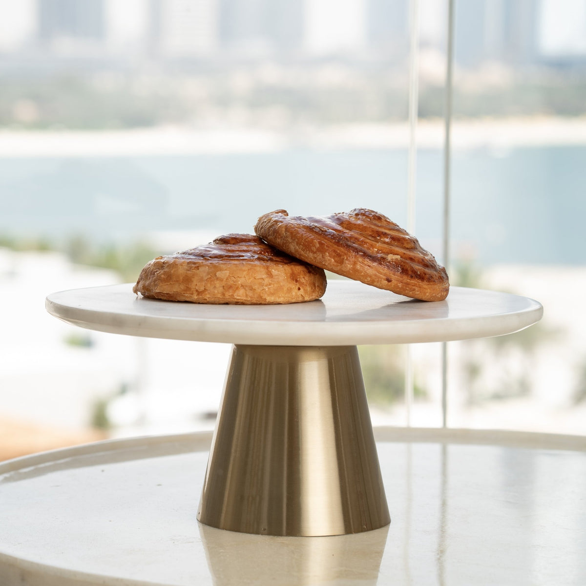 Marble Cake Stand with Golden Base