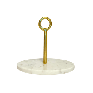 Marble Cake Stand With Rounded Gold Handle - ironyhome