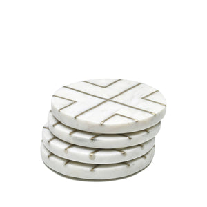 Marble Coaster with Brass Strip Detailing - Set of 4 – ironyhome