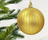 Matte Gold Ball Ornament with Champagne Glitter - Set of 4 - ironyhome