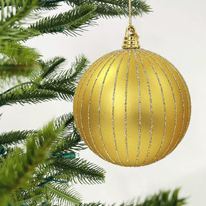 Matte Gold Ball Ornament with Champagne Glitter - Set of 4 - ironyhome