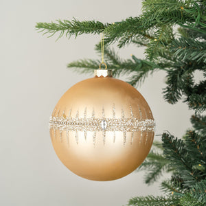 Matte Gold Ball Ornament with Glitter Center - Set of 6