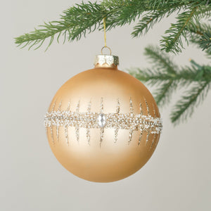 Matte Gold Ball Ornament with Glitter Center - Set of 6