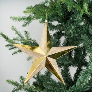 Matte Gold & Champagne Glitter Star Ornament - Set of 4