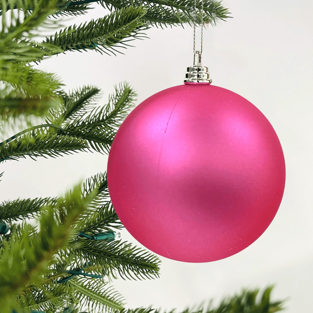 Matte Pink Festive Ball Ornament