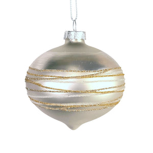 Matte Silver Onion Ornament with Gold Glitter - Set of 4