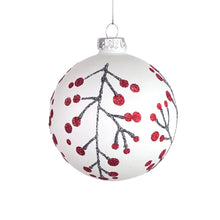 Matte White Ball Ornament with Red Winterberries - Set of 4 - ironyhome