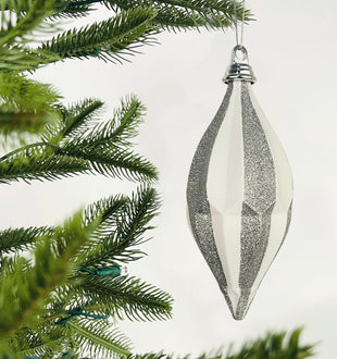 Matte White & Silver Finial Ornament - Set of 6 - ironyhome