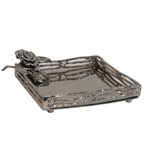 Metal napkin holder with antique rose detailing