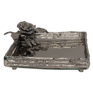 Metal napkin holder with antique rose detailing