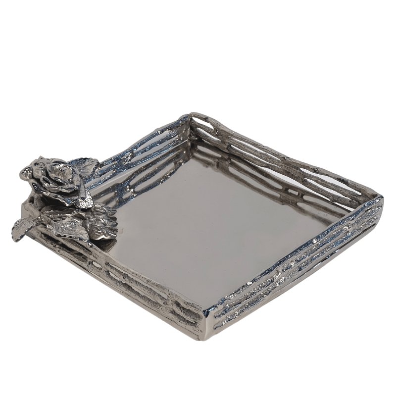 Metal napkin holder with antique rose detailing