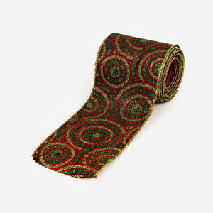 Metallic Nylon Red and Green Swirl Ribbon