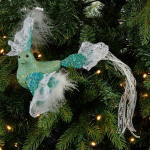 Mint Lace Bird Clip-on Ornament - Set of 4 - ironyhome