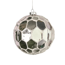 Mirror Ball Ornament with White Sparkling Glitter - Set of 4 - ironyhome