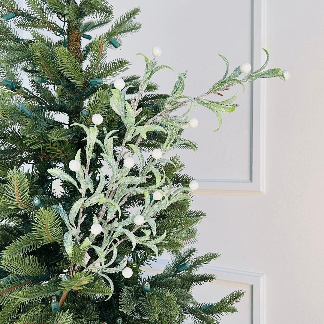 Mistletoe Christmas Tree Pick with White Winterberries