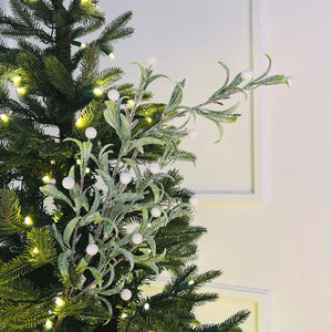 Mistletoe Christmas Tree Pick with White Winterberries Set of 6 - ironyhome