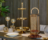 Natural Tier Cake Stand in Gold - ironyhome