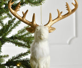 Noel Gold Glitter Deer Head Ornament - Set of 4 - ironyhome