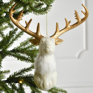 Noel Gold Glitter Deer Head Ornament - Set of 4 - ironyhome