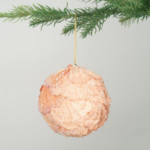 Peach Dual Tone Gingo Ivy Ball Ornament - Set of 4 - ironyhome