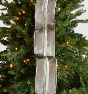 Pearl Center & Silver Velvet Christmas Ribbon - ironyhome