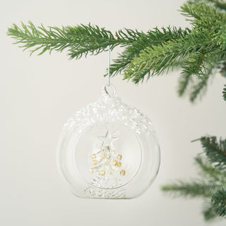 Pearl Coated Crystal Ball Ornament with Tree Inside - ironyhome