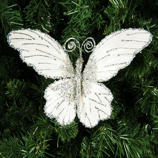 Pearl White Butterfly Clip-On Ornament - Set of 4 - ironyhome
