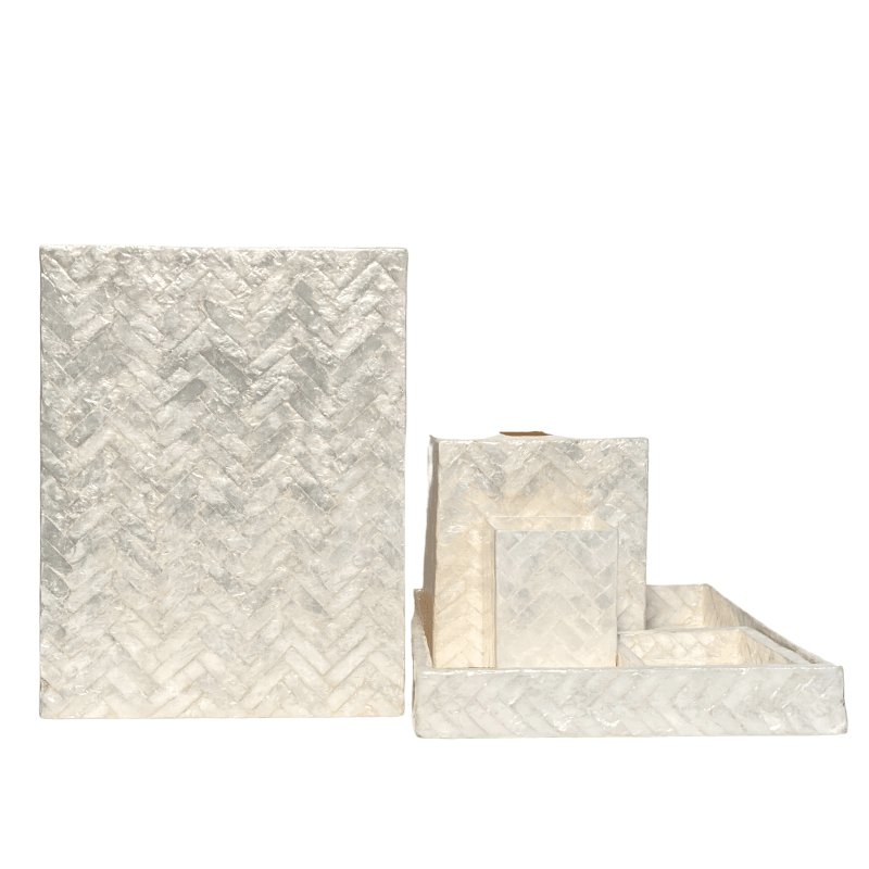 Pearlized Herringbone Bathroom Set