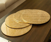 Pebble Round Lacquer Placemats in Gold - Set of 4 - ironyhome