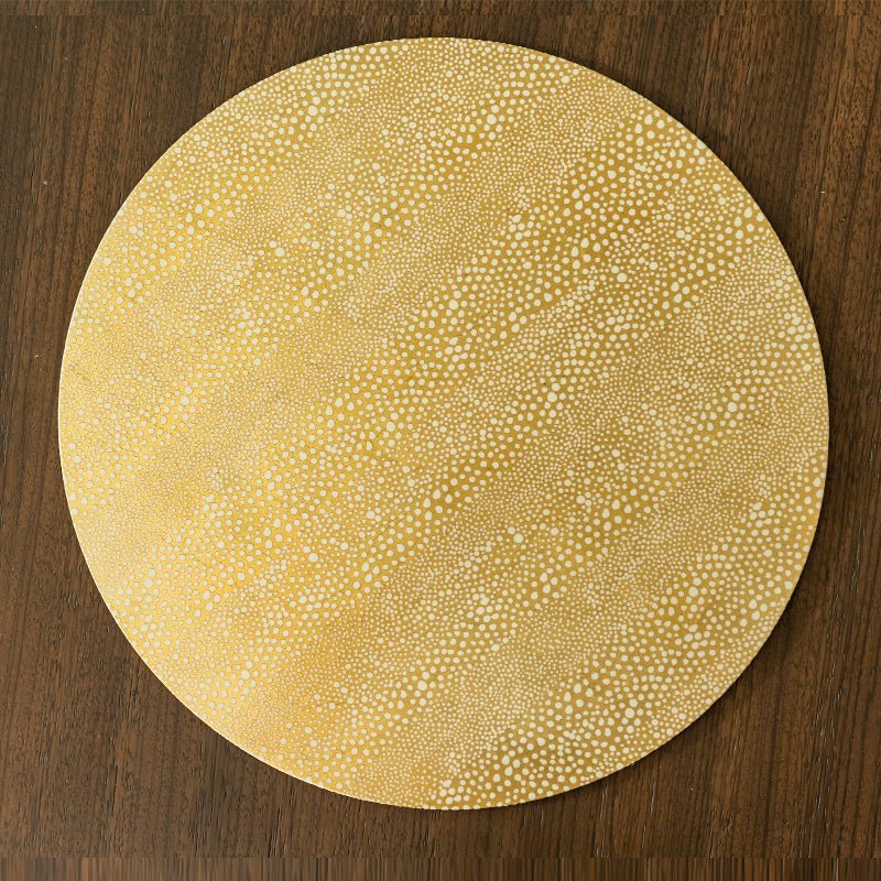 Pebble Round Lacquer Placemats in Gold - Set of 4