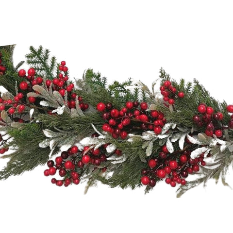Pine Garland with Red Berries & Mistletoe - ironyhome