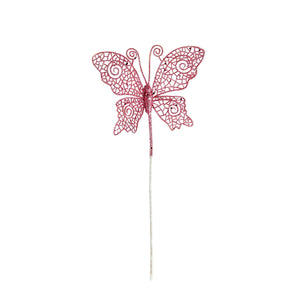 Pink Butterfly Ornament on Pick