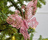 Pink Butterfly Ornament on Pick - Set of 6 - ironyhome