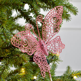 Pink Butterfly Ornament on Pick - Set of 6 - ironyhome