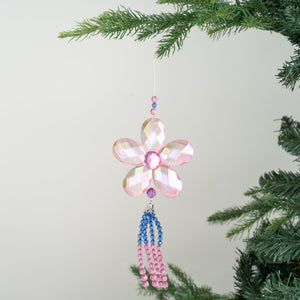 Crystal Daisy Ornament with Tassels