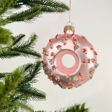 Pink Donut Ornament with Crystal Sprinkles - Set of 6 - ironyhome