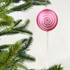 Pink Glitter & Matte Lollipop Ornament