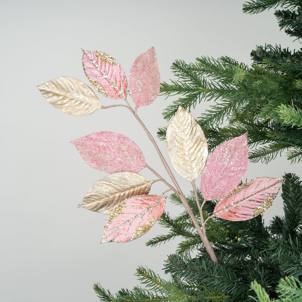 Pink & Platinum Mixed Ivy Leaves Pick - Set of 4 - ironyhome