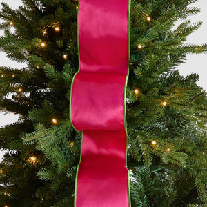 Pink Satin & Lime Green Christmas Ribbon - ironyhome